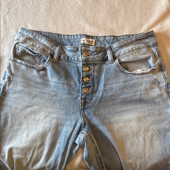 m jeans by maurices Jeans Slim Straight Ankle Mid Rise Distressed Size 16W - Picture 7 of 15